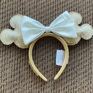 White and Gold Beignet Mickey Ears